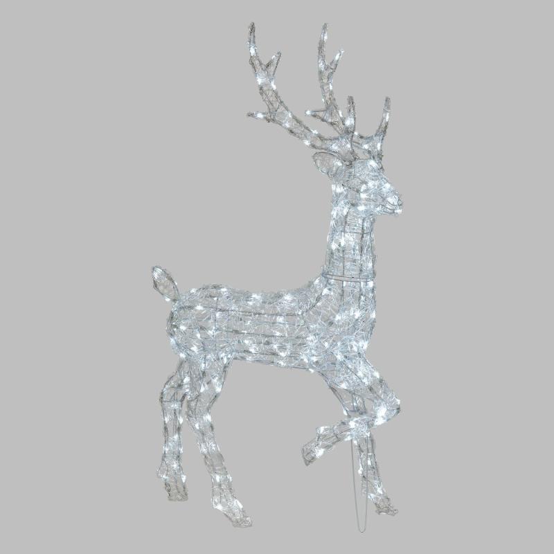 Battery Figure Lights | h 105cm, 180 White LEDs Battery Operated Transparent Acrylic Reindeer Battery Figure Lights Battery Figure Lights