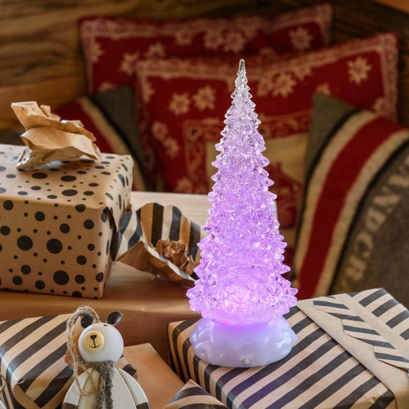 Battery Figure Lights | h 27cm Acrylic Ice Christmas Tree, RGB LEDs, Battery Operated Battery Figure Lights Battery Figure Lights