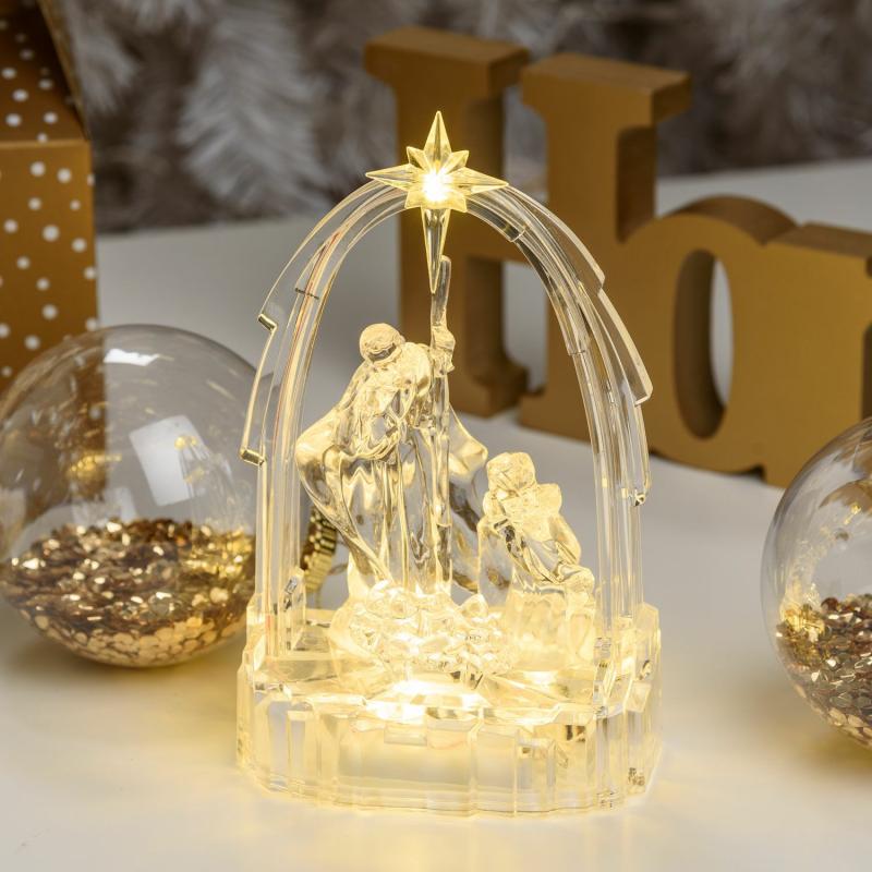 Battery Figure Lights | Warm White LEDs Battery Operated Acrylic Ice Nativity, 8 x h 20 cm Battery Figure Lights Battery Figure Lights