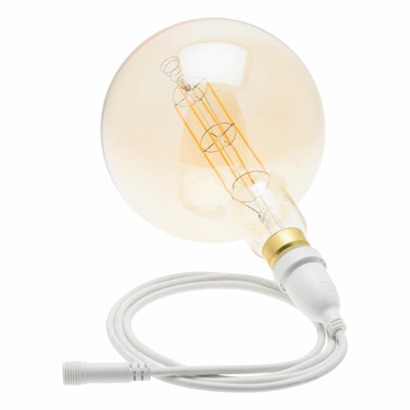 Cables With Lampholder | Suspension Dimmable LED Maxi Globe Bulb Light, Ø200mm 8 watts, 1m White Cable – Vintage Led Pro Accessories Cables With Lampholder