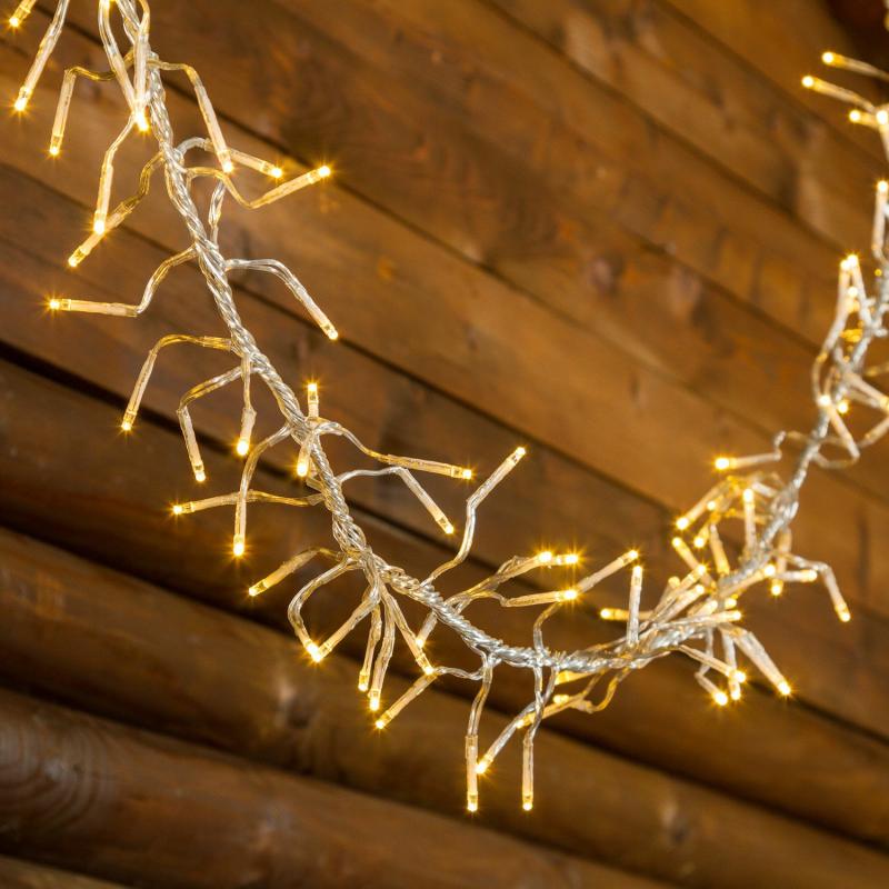 Cluster and Minicluster Lights | 12.5m 1100 Warm White MiniLed Cluster String Lights, Clear Cable – Cluster Strings Cluster & Minicluster Lights Cluster & Minicluster Lights