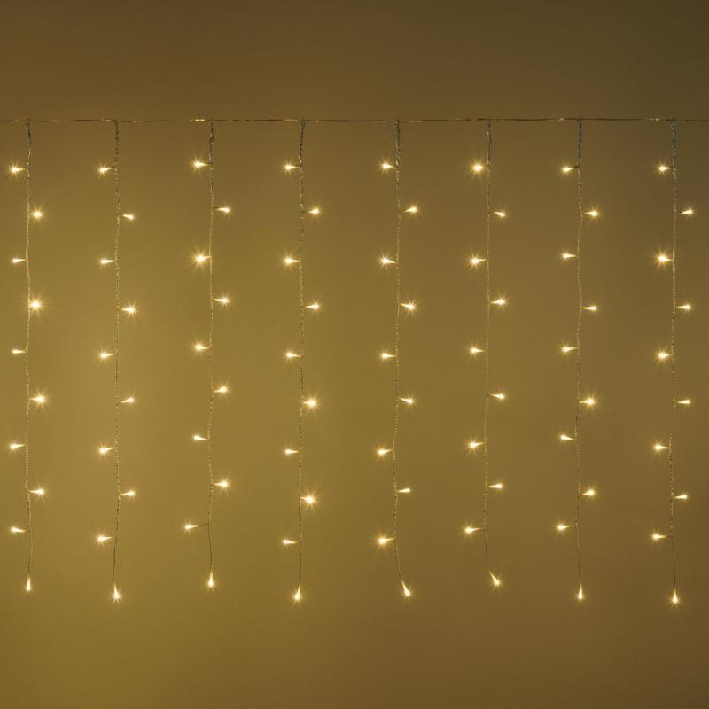 Curtain Lights | 2 x h 1m 120 Warm White LEDs Curtain Light, Clear Cable Curtain & Net Lights Curtain Lights