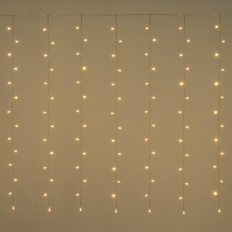 Curtain Lights | 3 x h 1.52m 182 Warm White LEDs Curtain Lights, Clear Cable Curtain & Net Lights Curtain Lights