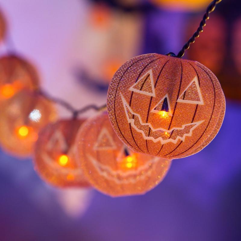 Decorative String Lights | 1.35m 10 Glitter Pumpkins Halloween Battery String Lights, Orange LEDs Decorative String Lights Decorative String Lights