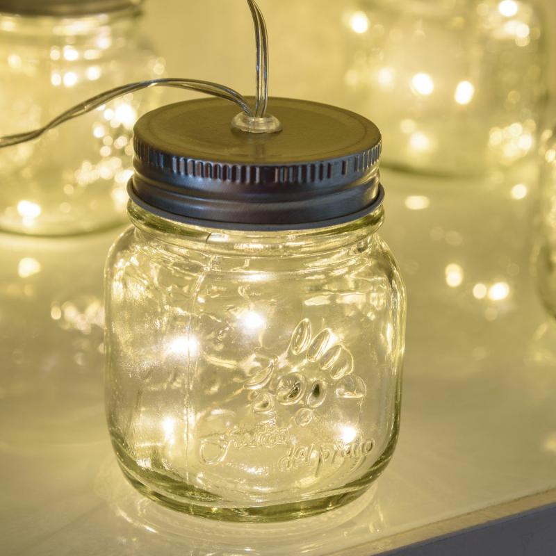 Decorative String Lights | 1,5 m, 6 Glass Jars Ø 60 x h 80mm, 30 Warm White MicroLEDs, Clear cable Decorative String Lights Decorative String Lights