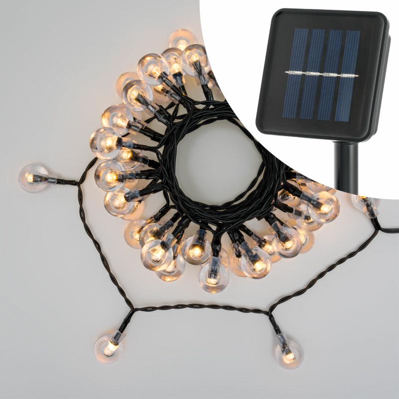 Decorative String Lights | 5m Solar Light String, 50 clear spheres Ø 20 mm, warm white led, black cable Decorative String Lights Decorative String Lights