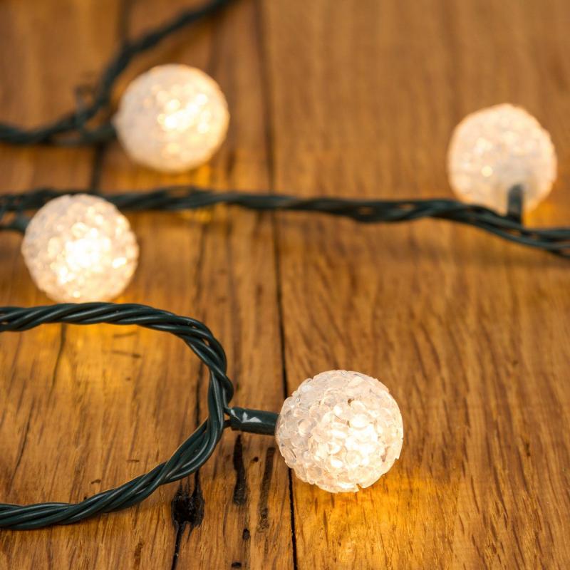 Decorative String Lights | 6m, 40 Warm White Mini Spheres String Lights Ø 35 mm, Green cable Decorative String Lights Decorative String Lights