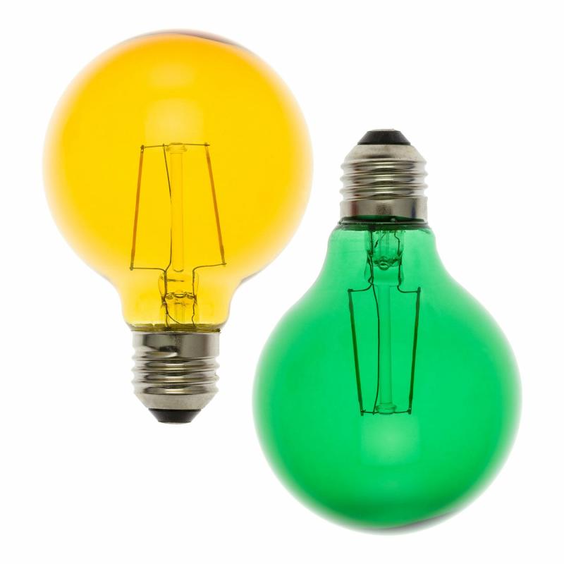 Festoon Bulbs | 2 Set Vintage LED 36V Spare Bulbs, 36 Volts, E27, Ø80mm, Yellow and Green LED – VINTAGE LED 36V Accessories Festoon Bulbs