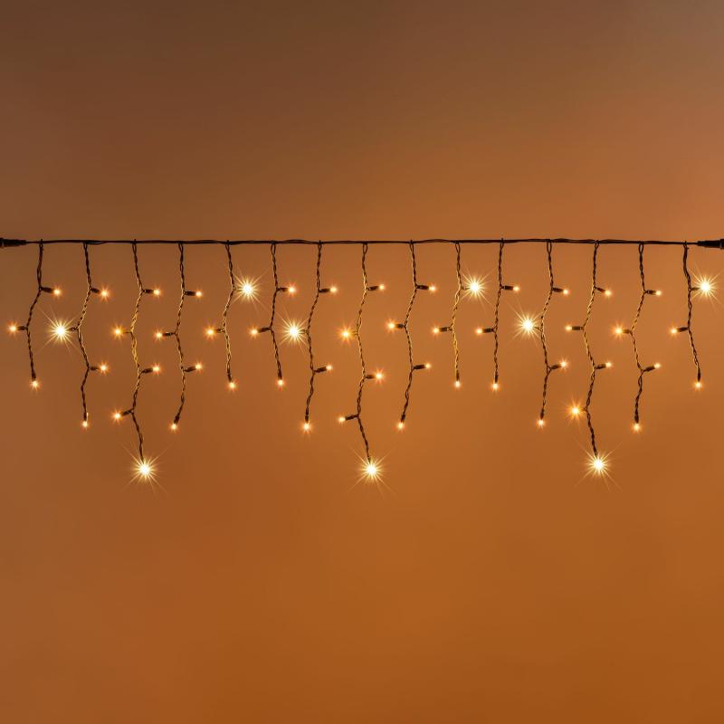 Icicle Lights | 3 x h 0.5m 114 Warm White Maxiled Icicle Lights, Green Cable, Connectable, IP67 – PML series Curtain & Net Lights Icicle Lights