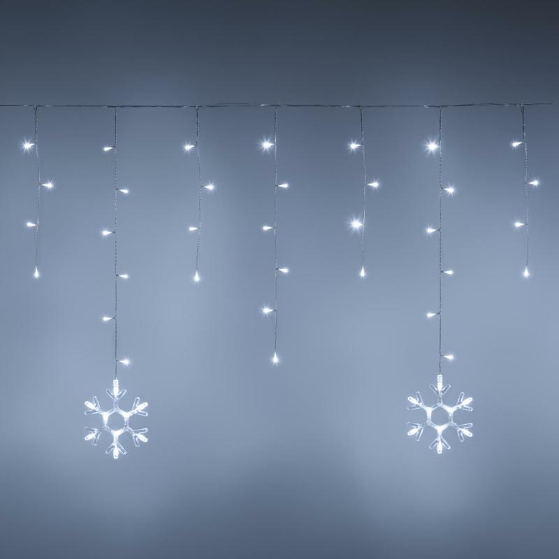 Icicle Lights | 4 x 0.8m Icicle light with 5 snowflakes, 145 white LEDs, Extendable Curtain & Net Lights Icicle Lights