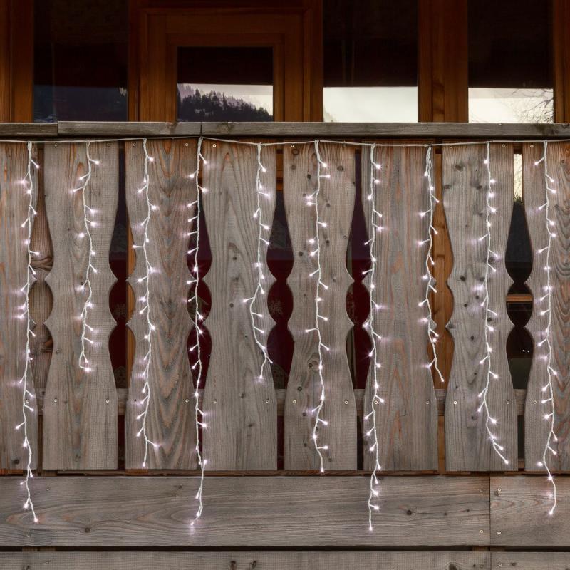 Icicle Lights | 4 x h 1.2m, 480 White LEDs Icicle with Snow Light Effect, White Cable Curtain & Net Lights Icicle Lights