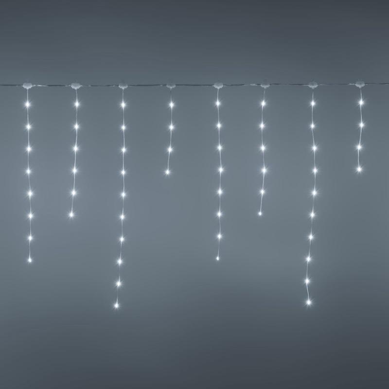 Icicle Lights | 5.12 x h 0.75m Icicle light, 220 white LED Light Drops, Extendable, Clear Cable Curtain & Net Lights Icicle Lights