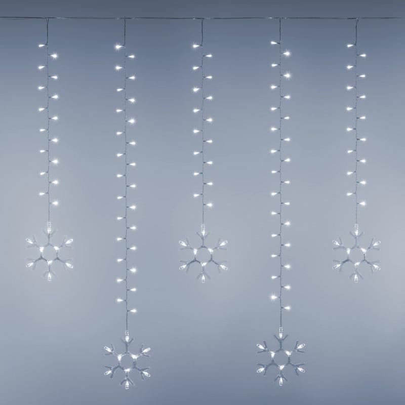 Icicle Lights | 5 x 1.05m Icicle light with 20 snowflakes, 600 white LEDs, Extendable Curtain & Net Lights Icicle Lights