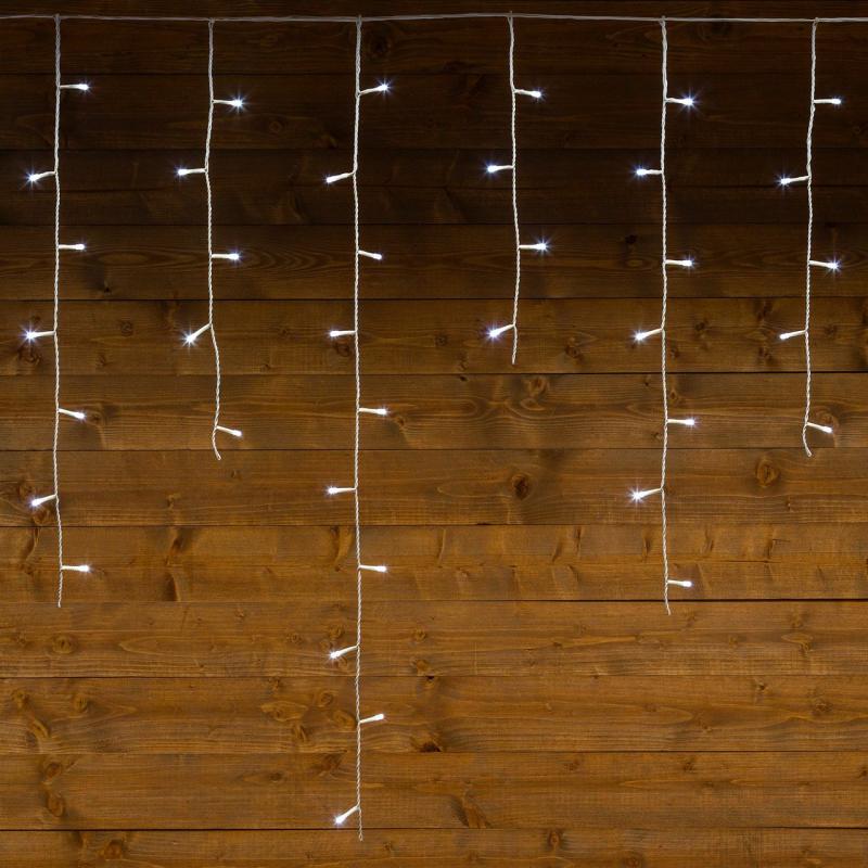 Icicle Lights | 5 x h 1m, 182 White LEDs Icicle, White Cable Curtain & Net Lights Icicle Lights