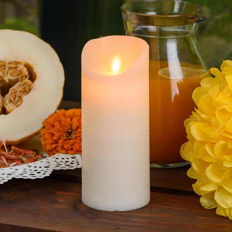 LED Candles | Ivory Rough Wax Candle, Moving Flame, h 18 cm, Ø 7.5 cm Candles & Lanterns LED Candles