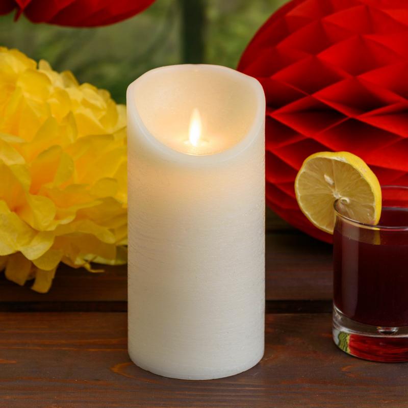 LED Candles | Ivory Rough Wax Candle, Moving Flame, h 18 cm, Ø 9 cm Candles & Lanterns LED Candles