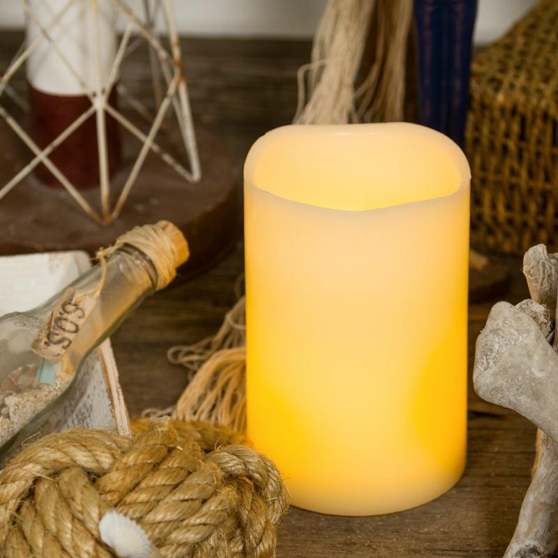 LED Candles | Ivory Smooth Wax Candle, h 15cm Ø 10 cm Candles & Lanterns LED Candles