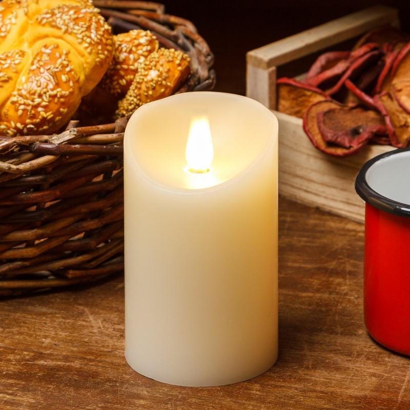 LED Candles | Ivory Smooth Wax Candle, Moving Flame, h 12,5cm Ø 7,5cm Candles & Lanterns LED Candles