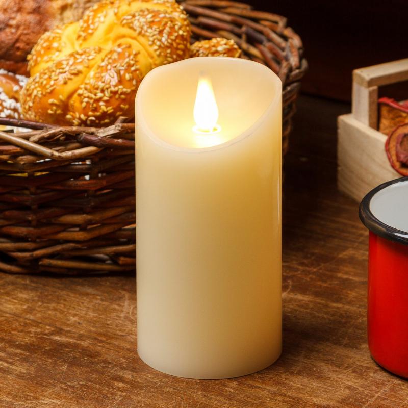 LED Candles | Ivory Smooth Wax Candle, Moving Flame, h 15cm Ø 7,5cm Candles & Lanterns LED Candles