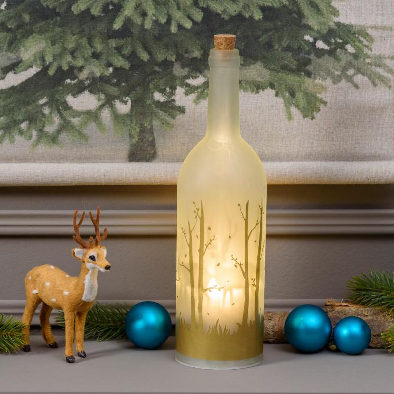 LED Lanterns | Magic White Battery Bottle with Rotating Projection Reindeer, 34cm, Warm White LEDs Candles & Lanterns LED Lanterns