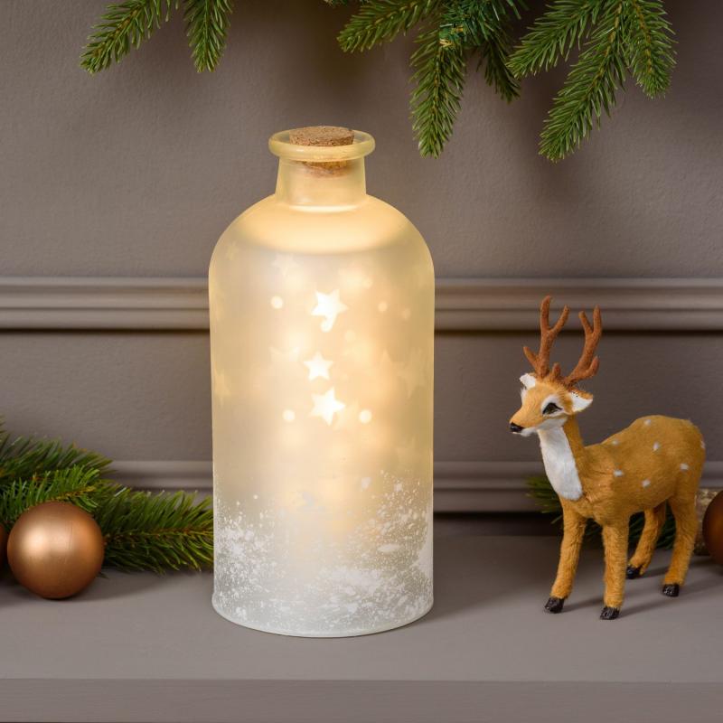 LED Lanterns | Magic White Battery Bottle with Rotating Projection Stars, 24cm, Warm White LEDs Candles & Lanterns LED Lanterns