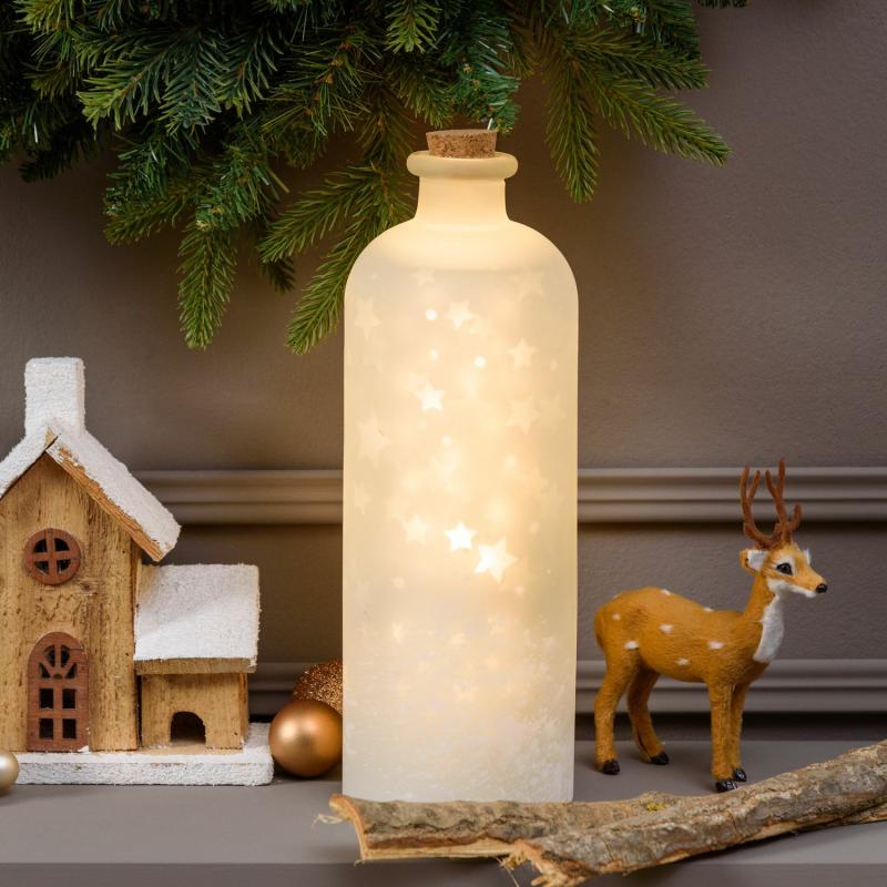 LED Lanterns | Magic White Battery Bottle with Rotating Projection Stars, 32cm, Warm White LEDs Candles & Lanterns LED Lanterns