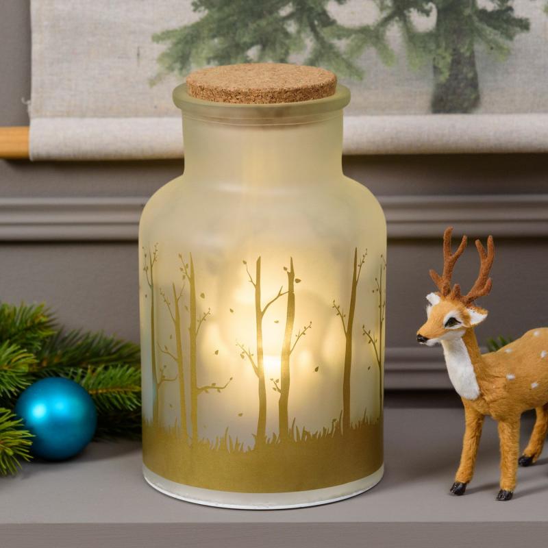 LED Lanterns | Magic White Battery Vase with Rotating Projection Reindeer, 25cm, Warm White LEDs Candles & Lanterns LED Lanterns