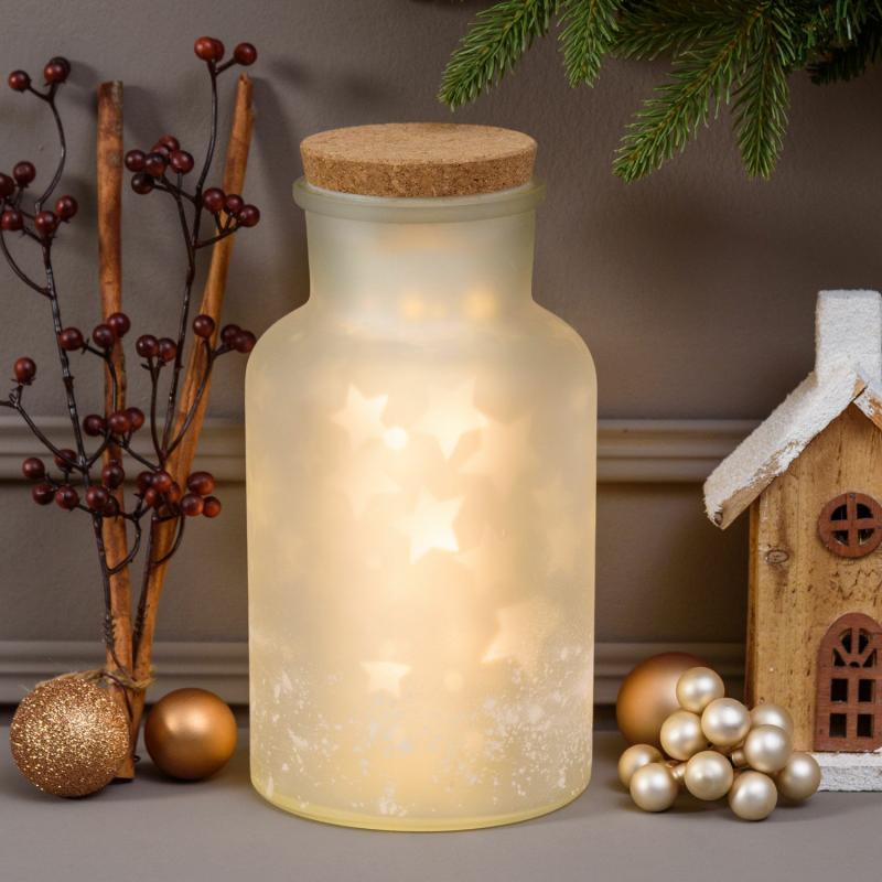 LED Lanterns | Magic White Battery Vase with Rotating Projection Stars, 27cm, Warm White LEDs Candles & Lanterns LED Lanterns