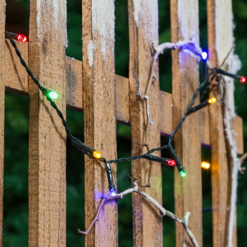 LED Strings | 1.9m 48 Multi Coloured LEDs Battery Operated String Lights, Green Cable LED Strings LED Strings