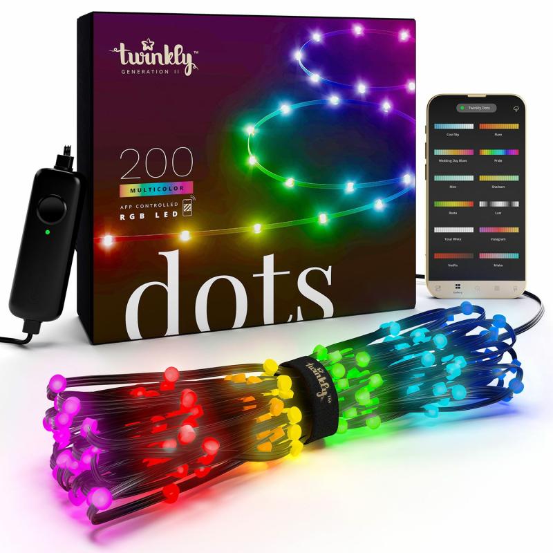 LED Strings | 10 m Twinkly Dots String Light, 200 RGB LEDs, Black Cable – TWINKLY LED Strings LED Strings