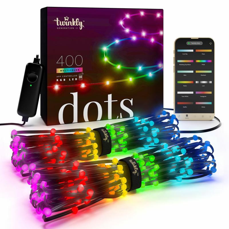 LED Strings | 20 m Twinkly Dots String Light, 400 RGB LEDs, Black Cable – TWINKLY LED Strings LED Strings