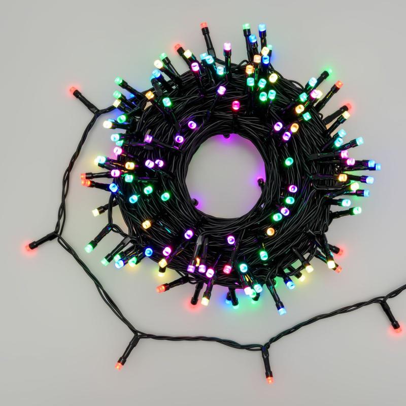 LED Strings | 20m, 200 RGB LEDs APPY String Lights, Controllable from Smartphone, Green Cable LED Strings LED Strings