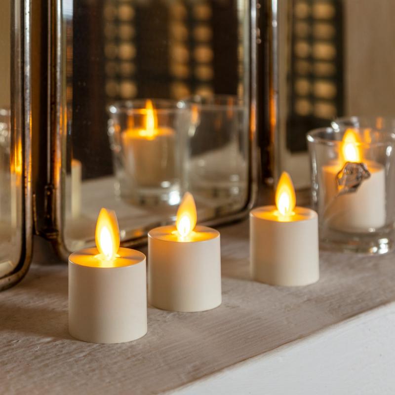 LED Tea Lights | Set of 4 Ivory Tealight, h 5,8 cm, Ø 3,8 cm, warm white LED Candles & Lanterns LED Tea Lights