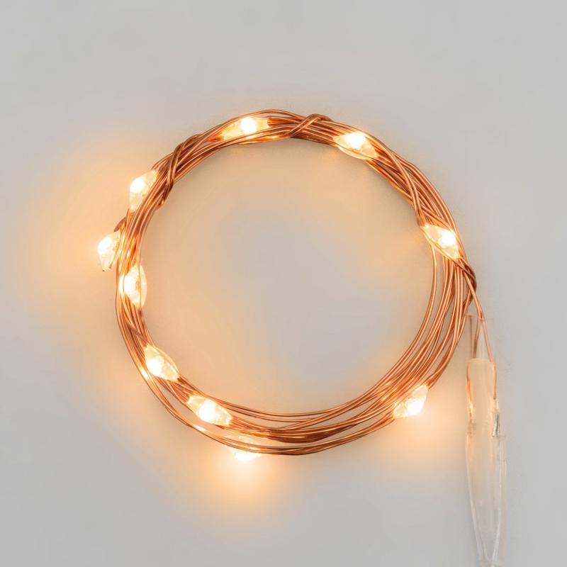 Micro-LED Strings | 0,9m Battery String Light, 10 extra warm white MicroLEDs, micro battery holder, copper cable Micro-LED Strings Micro-LED Strings