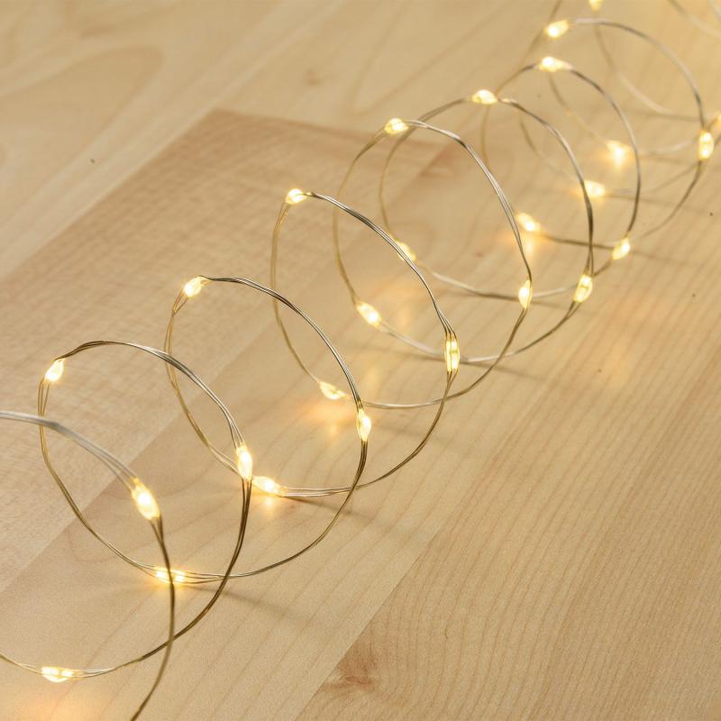 Micro-LED Strings | 10m 200 Warm White MicroLEDs String Lights, Silver Metal Wire Micro-LED Strings Micro-LED Strings