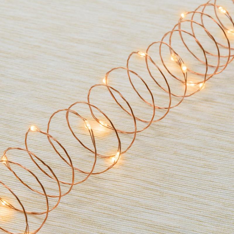 Micro-LED Strings | 10m Battery String Lights, 100 Traditional Warm White MicroLEDs, Copper Metal Wire Micro-LED Strings Micro-LED Strings