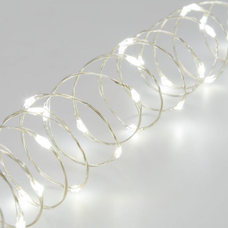 Micro-LED Strings | 20m 400 White MicroLEDs String Lights, Silver Metal Wire Micro-LED Strings Micro-LED Strings