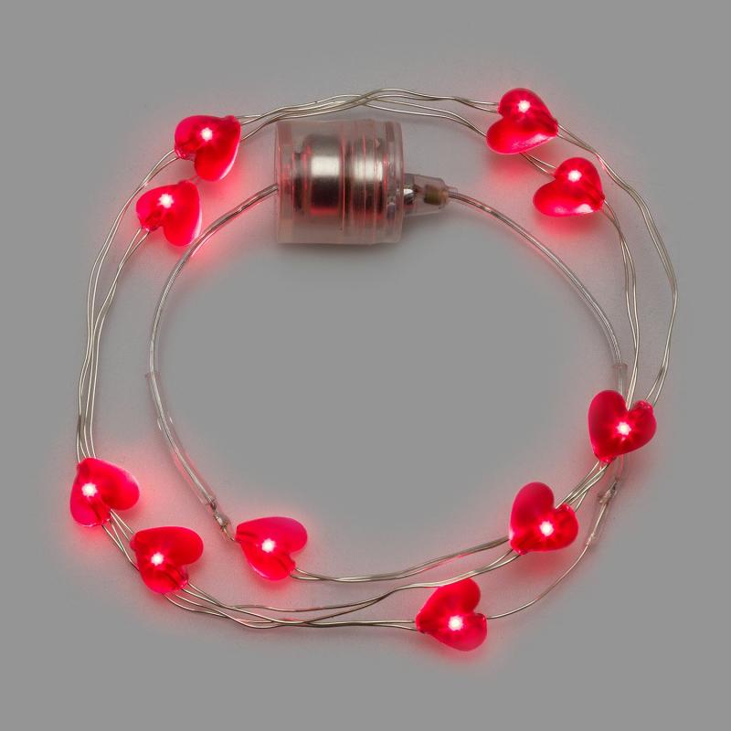 Micro-LED Strings | 60cm 10 Red Microled Brilly Necklace Battery Lights, with Hearts Micro-LED Strings Micro-LED Strings