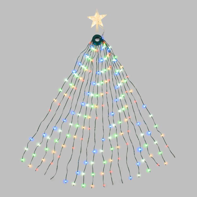 Net and Wrap Lights | Christmas Lights Tree Wrap With Star Tree Topper h. 125 cm, 234 RGB Leds, Green Cable – LED Light Drops Curtain & Net Lights Net & Wrap Lights