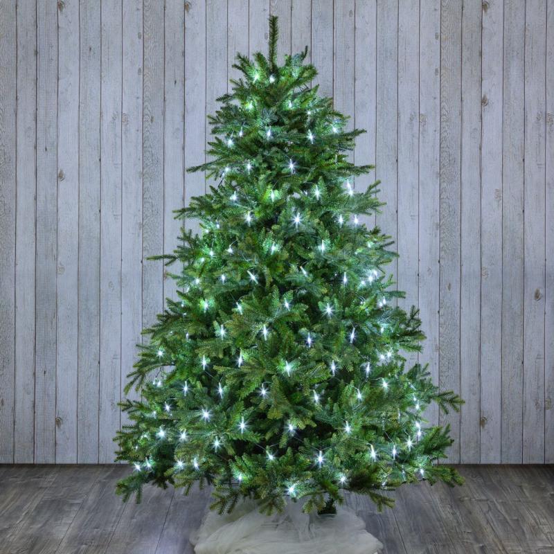 Net and Wrap Lights | Mantle of lights for Christmas tree 3,8 x h. 2m, 195 White LEDs, Green Cable Curtain & Net Lights Net & Wrap Lights