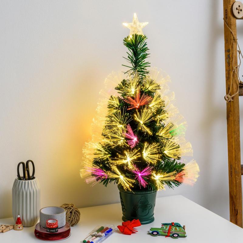 Tree Lights | 0,7m Green Christmas Tree, Multicolor Optical Fibers, 65 Warm White and RGB LEDs Branches & Tree Lights Tree Lights