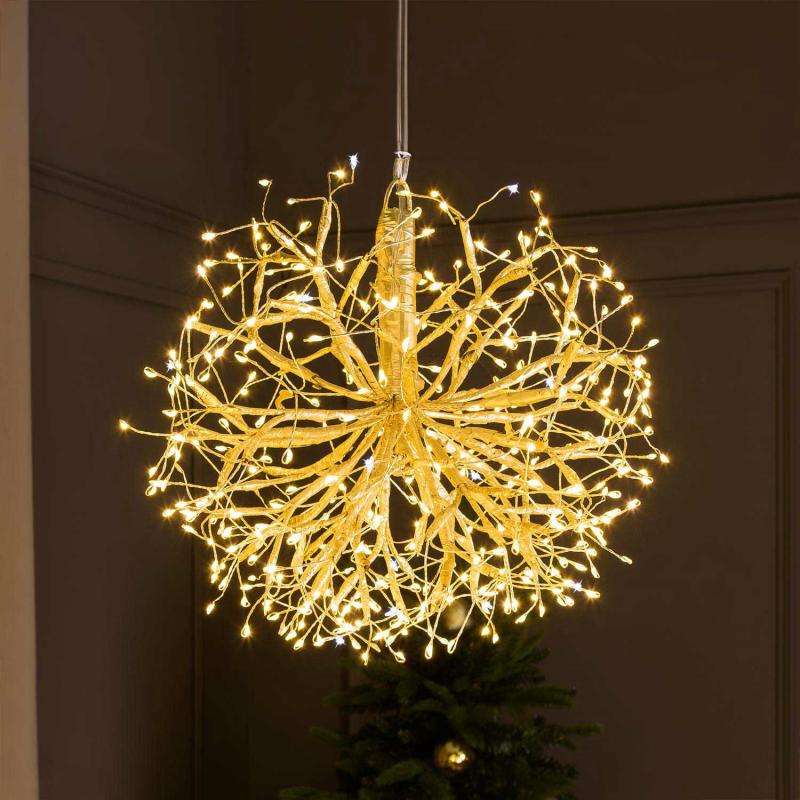 Twigball | RICHE Sphere with Champagne Branches, Ø 30 cm, 384 Warm White and White MicroLEDs, Indoor Use Branches & Tree Lights Twigball