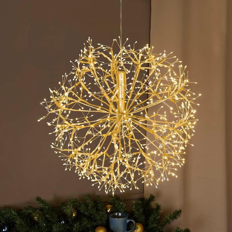 Twigball | RICHE Sphere with Champagne Branches, Ø 50 cm, 912 Warm White and White MicroLEDs, Indoor Use Branches & Tree Lights Twigball