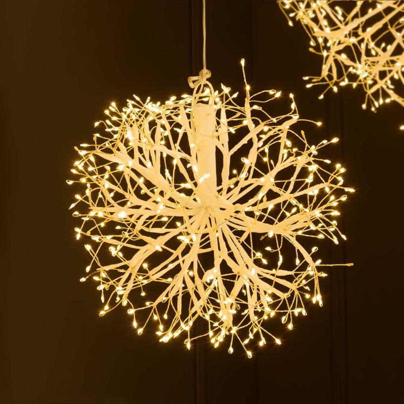 Twigball | RICHE Sphere with White Branches, Ø 30 cm, 384 Warm White MicroLEDs, Indoor Use Branches & Tree Lights Twigball