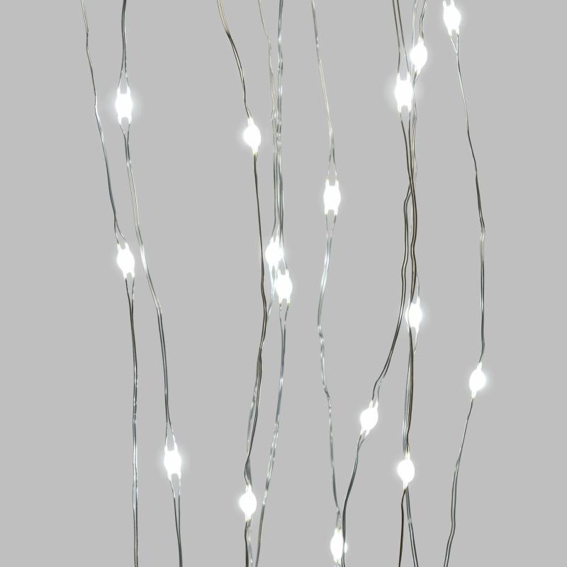 Waterfall Lights | 1.5m 150 White MicroLEDs Cascade Of Light With 10 Falls, Silver Metal Wire Curtain & Net Lights Waterfall Lights