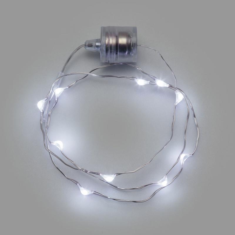 Micro-LED Strings | 60cm 10 White Microled Brilly Necklace Battery Operated Lights String Lights Micro-LED Strings