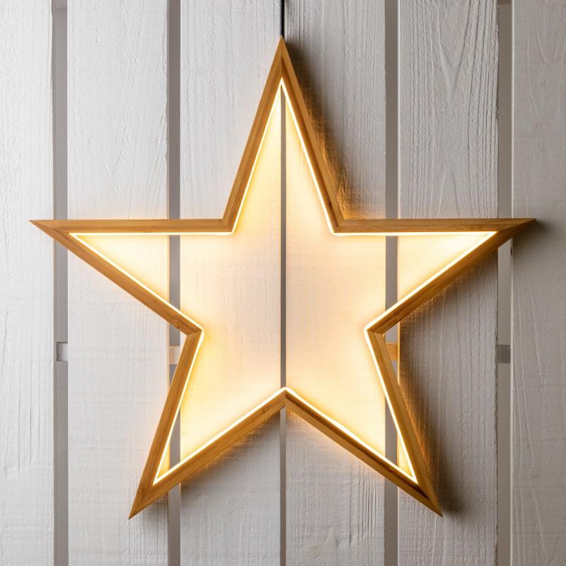 2D Figure Lights | 55cm Natural Wood Star, Warm White LEDs, Indoor Use – DLW 2D Figure Lights 2D Figure Lights