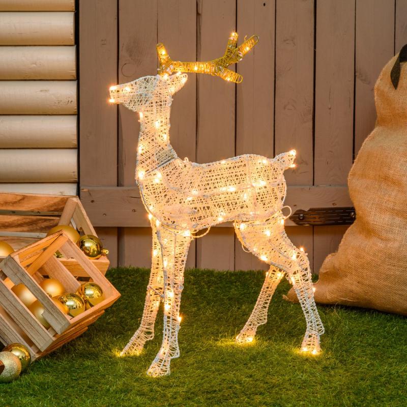 2D Figure Lights | 67cm Reindeer 2D, Light Cream & Brown Series, 83 Traditional Warm White LEDs – LHC 2D Figure Lights 2D Figure Lights