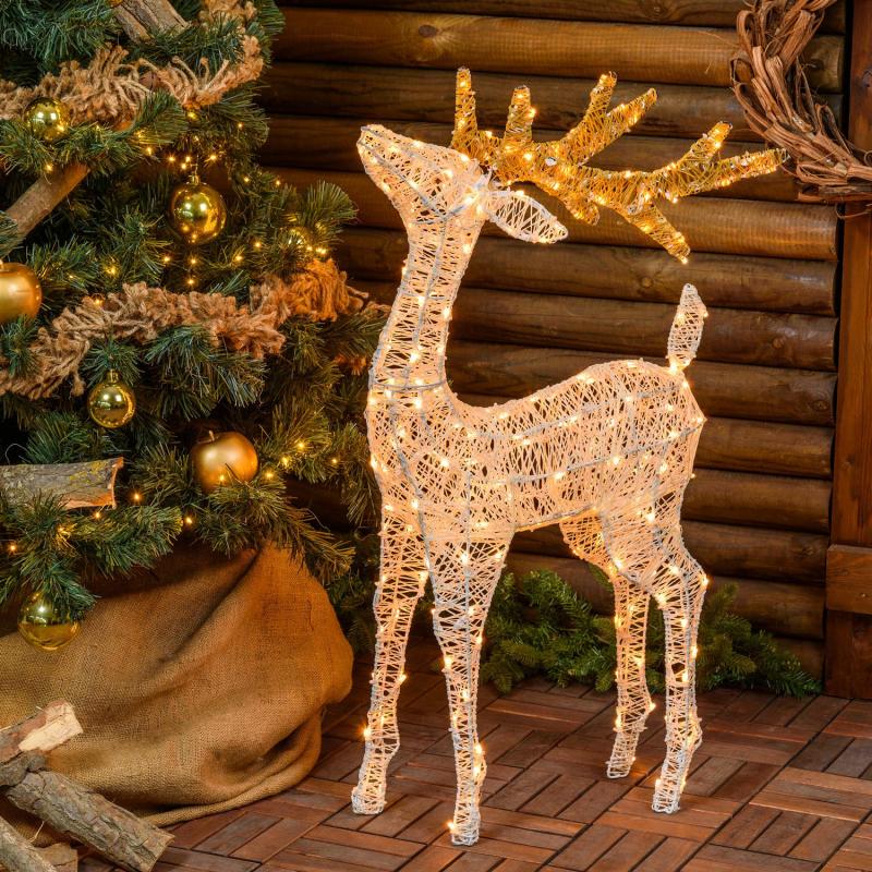 3D Figure Lights | 95cm Reindeer 3D, Light Cream & Brown series, 200 Traditional Warm White LEDs – LHC 3D Figure Lights 3D Figure Lights