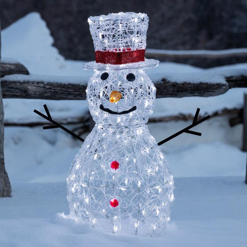 3D Figure Lights | h 70cm, 160 White Leds, Transparent Acrylic Snowman, Timer 3D Figure Lights 3D Figure Lights